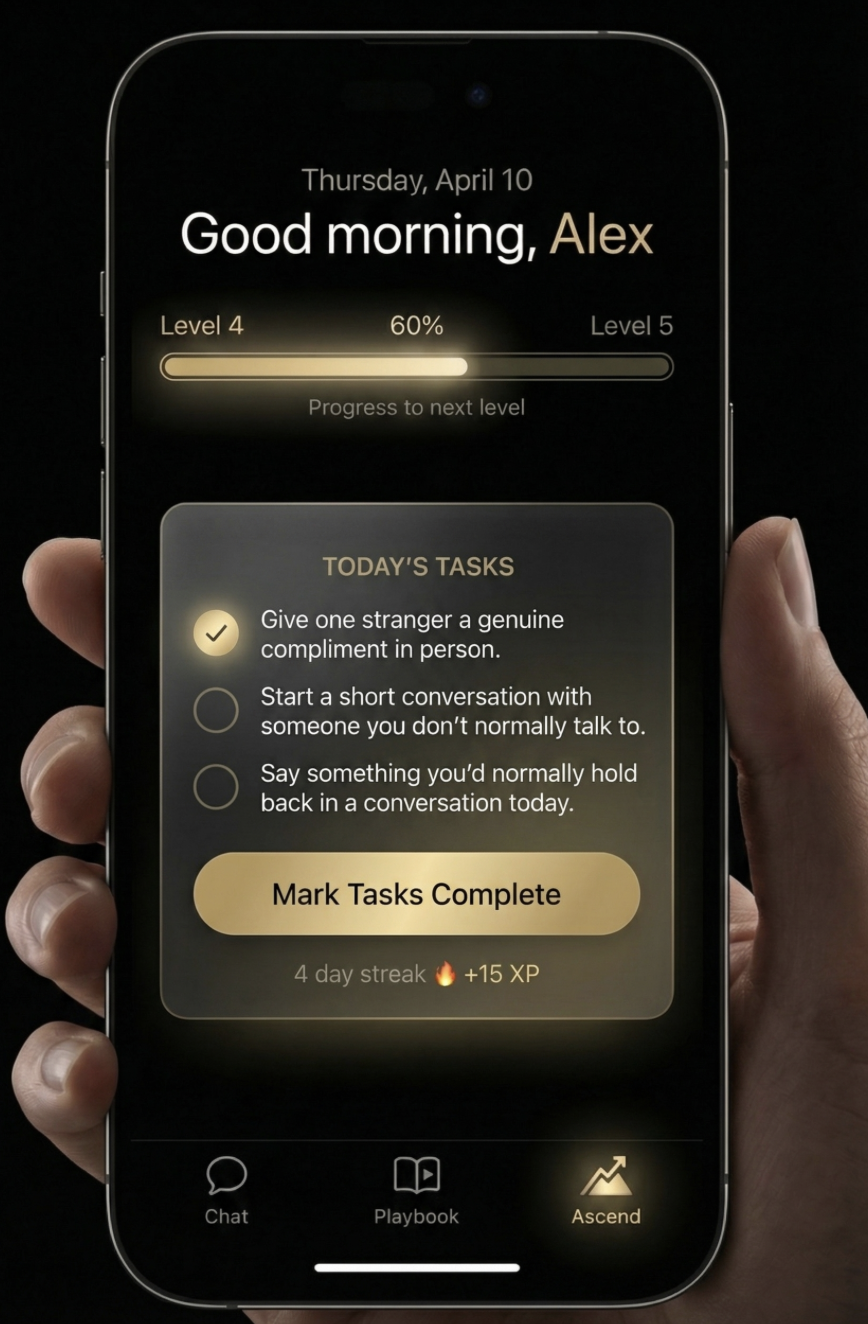 Social Ascend daily mission and progress screen