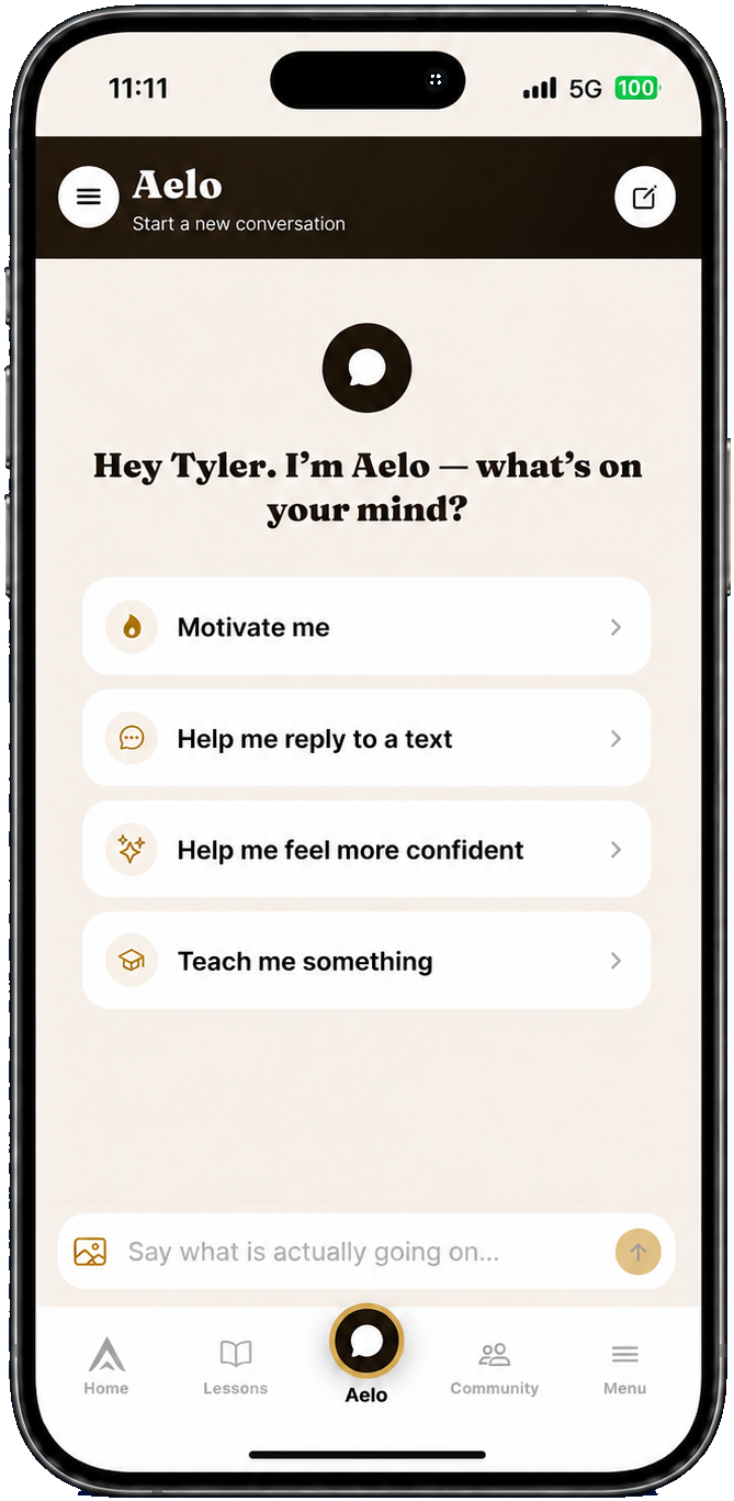 Aelo AI confidence coach chat